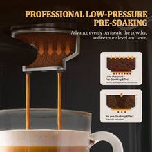 AEOMJK Semi-Automatic Coffee Machine | Touchscreen, Dual Hot And Cold Brew, Steam Capabilities, 20bar Pressure, Espresso Maker, Detachable Tank, US Plug, Modern Style - Multicolor - View 7