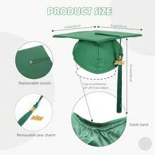 2026 Unisex Matte Graduation Gown And Cap Set With Tassel For Middle High School Bachelor - Emerald Green - View 5