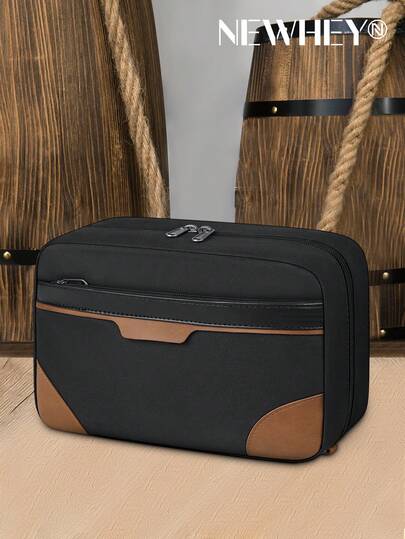 NEWHEY Men's Waterproof Toiletry Bag, Portable Travel Makeup Bag With TSA Approved, Travel Organizer Pouch (With Detachable Handle)