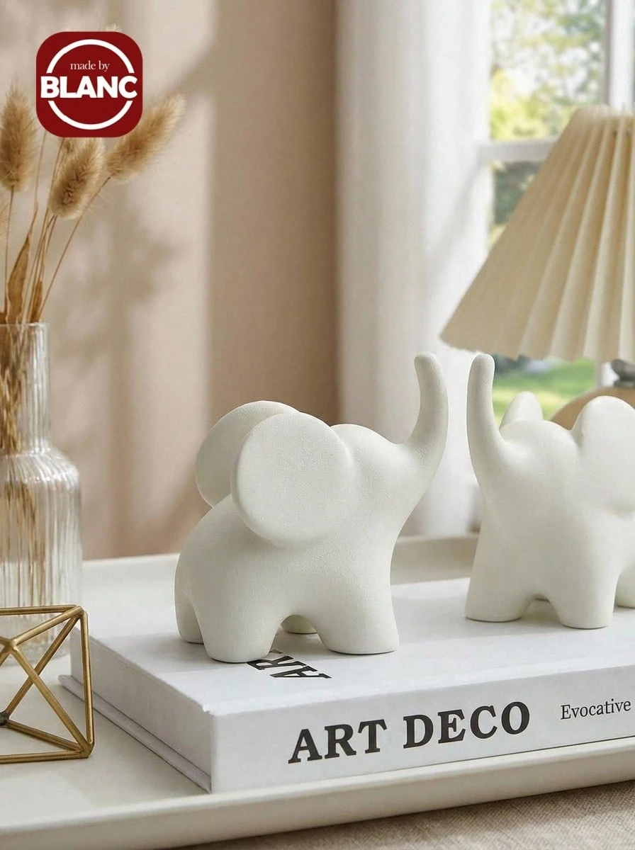 1 Tượng voi bằng nhựa tối giản hiện đại, thích hợp để trang trí bàn làm việc tại nhà và văn phòng | Món quà tuyệt vời cho Halloween, Giáng sinh, Lễ Phục sinh, Lễ Tạ ơn và các ngày lễ khác. - Nhiều màu - Xem 1