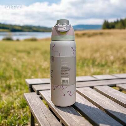 Owal-A 950 ml geïsoleerde waterfles van roestvrij staal - Lekvrije sportwaterfles met tuitdeksel met dubbele functie, rietje en brede opening - Houdt drankjes 24 uur lang warm/koud - Ideaal voor fitness, reizen en dagelijks gebruik