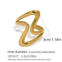 Frminee 3Pcs /1Pc Gold Minimalist Lines Stainless Steel Ring For Women With Stackable Fashion Jewelry For Everyday Wear And Holiday Gifts - Gold - View 9
