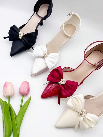 2pcs New Detachable Bow Shoe Clips, Shoe Decorations For High Heels & Sandals