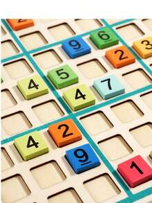 Juego de Sudoku de 9 cuadrículas de arcoíris de madera para niños con libro de Sudoku, juguetes interactivos de rompecabezas para el desarrollo del pensamiento lógico, regalo de cumpleaños, juguete educativo de aprendizaje matemático - Multicolor - Ver 8