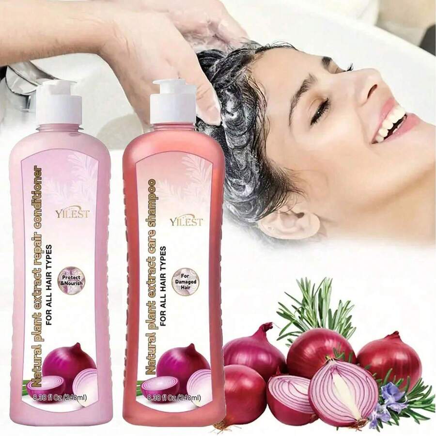 Bộ 2 món dầu gội và dầu xả hành tây Biotin & hương thảo, giúp tóc chắc khỏe, kích thích mọc tóc, mềm mượt và bóng mượt - Nhiều màu - Xem 1