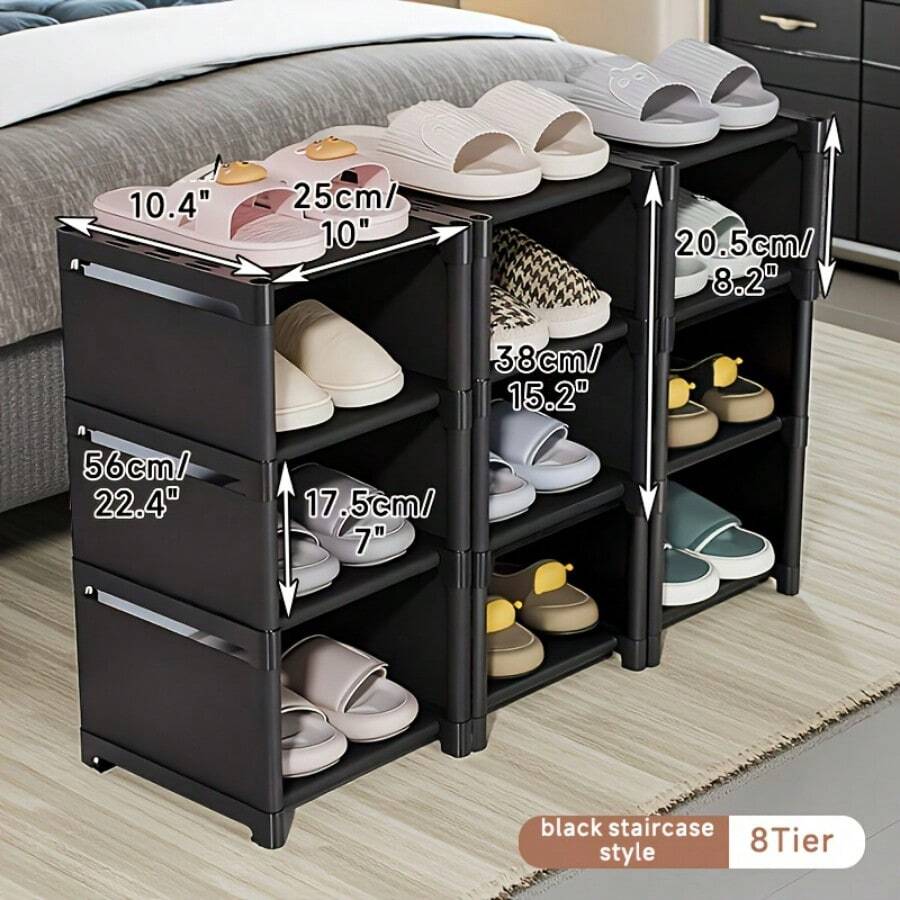 1pc Multi-Layer Dust-Proof Non-Woven Fabric Simple Minimalist Shoe Rack Sturdy Iron Art Storage Cabinet For Dorm Room Entrance Hallway Home Narrow Space-Saving Floor Standing Shelving Unit Sneaker Organizer Apartment Bedroom Easy Assembly