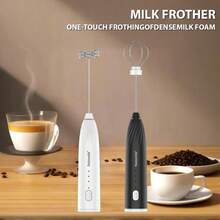 Feizsmile 1 件电动奶泡器和起泡器，可充电手持式电动奶泡器，配有 2 个不锈钢搅拌器，3 档速度可调，适用于咖啡、抹茶、拿铁、卡布奇诺、热巧克力，非常适合咖啡爱好者 - 彩色 - 查看 3