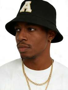 1 chiếc mũ tai bèo trơn màu unisex với 26 chữ cái, thoáng khí, chống nắng, đa năng cho các hoạt động ngoài trời, mũ chống nắng mùa hè cho nam, thích hợp cho các hoạt động ngoài trời mùa hè như đi bộ đường dài và câu cá. - màu đen - Xem 4