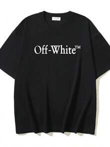 OffWhite Lettering Boldly Declares A Statement Of Innovative Fashion Aesthetic Making This Tee A Standout Wardrobe Piece For Those Who Appreciate Modern Iconic Graphics And Relaxed Vibe 100% Cotton - màu đen - Xem 1