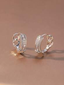 Hihho 1 Pair Cubic Zirconia Chain Hoop Earrings, Luxury Earrings With Sparkling Diamonds, Like Starlight Connecting On Your Ears. Suitable For Bridesmaid Dresses, Gentle Yet Elegant. - Starlink - View 3