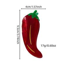 1个休闲新款趣味辣椒发夹，高品质醋酸纤维发夹，创意个性化发爪发饰 - 紅色 - 查看 4