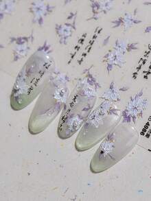 1片粉色櫻花美甲貼紙 春季花卉燙金美甲貼 自黏式美甲裝飾貼片 適合美甲飾品 DIY 秋季與夏季 - 紫色 - 查看 4