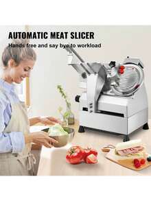 Automatic Meat Slicer, 540W  Slicer, 2 PCS 10" Stainless Steel Removable Blade, 0-15mm Adjustable Thickness, Child Lock Protection, Food Slicer Machine For Meat Cheese Bread For Home Use - Silver - View 2