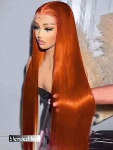 8-36 Inch Wig Human Blended Hair 180 Density 13x4 Lace Front Wigs Human Blended Hair Pre Plucked With Baby Hair 15A Glueless Straight Frontal Human Blended Hair Wigs For Women Ginger Orange 350 - S350 - View 3