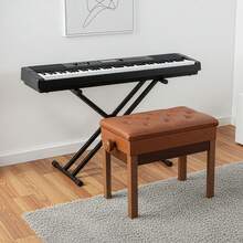 Adjustable Piano Bench With Storage 19.3''–23.2'', Padded Keyboard Stool With 21''x12.6'' Seat & Hidden Compartment, Piano Stool For Upright & Digital Piano - Brown - View 5