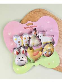 6pcs Stainless Steel Easter Cookie Cutters, DIY Cookie Molds, Cake Baking Tools - Red - View 7