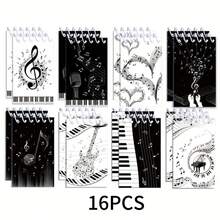 8 cuốn sổ xoắn ốc mini có thiết kế nốt nhạc và phím đàn piano - Sổ ghi nhớ bỏ túi phong cách Bohemian đen trắng, sổ tay gáy lò xo di động, trang có dòng kẻ xé rời, thích hợp cho người yêu âm nhạc, đồ dùng tiệc sinh nhật hoặc quà tặng độc đáo, đồ trang trí theo chủ đề âm nhạc, giấy dày và bền, thích hợp cho sổ lưu niệm, lớp học âm nhạc, đồ dùng học tập, bản nhạc, đồ dùng văn phòng, quà tặng âm nhạc, quà tặng trở lại trường học, quà tặng sinh nhật, quà tặng năm mới - Nhiều màu - Xem 10