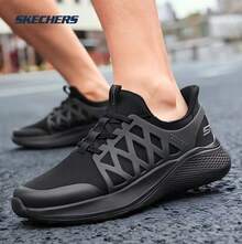 Skechers Zapatos casuales sin cordones, ligeros, transpirables y cómodos para caminar para hombre - Negro - Ver 3