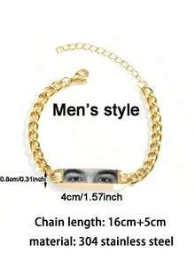 1 pieza Pulsera personalizada con foto, pulsera de cadena de acero inoxidable con foto grabada con láser, pulsera de pareja personalizada con foto grabada, pulsera de cadena de acero inoxidable con imagen de ojo grabada, regalo de joyería para pareja, regalo para novio, regalo del Día de San Valentín, regalo del Día de la Madre, regalo del Día del Padre, regalo conmemorativo para novio, elegante y práctico, exquisito y romántico, que muestra el encanto, regalo romántico y soñador, para la familia - Multicolor - Ver 12