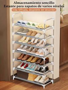 Zapatero 6/7/8/9 Niveles, Organizador Zapatera Rack, Zapatero Pequeño Apilable para 18 - 27 Pares, Organizador de Zapato para Almacenar y Guardar Los Zapatos, Se Utiliza en el Pasillo, Dormitorio, Sala de Estar - Plata/8 capas - Ver 5