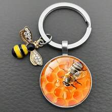 Medvang 1个休闲锌合金蜜蜂钥匙扣，适合春夏佩戴 - 復古銀色 - 查看 7