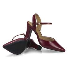 Women's Pointed Toe Dress Pump With Buckle And Block Heel 8588 - Redwood - View 4