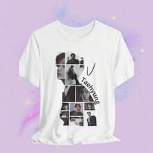 B T S V Taehyung Printed Design On White T-Shirt ARMY Fan Clothing - 白色 - 查看 1