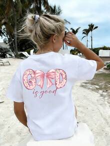 Koszulka dla dziewcząt z krótkim rękawem i okrągłym dekoltem, letnia góra, nadruk zabawny - Biały - Zobacz 3