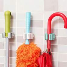 Strong Adhesive Roller Mop Clip, No Drill Hanging Broom Holder, Bathroom Mop Hook, Sticky Wall Hanger - Green - View 4