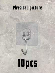 10 Pack Heavy Duty Adhesive Wall Hooks, Waterproof Rustproof Stainless Steel Sticky Hooks, No Drill Strong Hanging Hooks For Bathroom Kitchen Home Organization - Multicolor - View 10