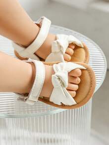 婴儿幼儿女童PU皮软皮露趾夏季凉鞋花朵公主平底鞋婴儿白色、粉色、黑色、棕色凉鞋 - 白色 - 查看 11