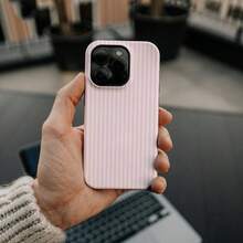 Pink Striped Shock-Proof Phone Case, Suitable For IPhone 17/16/15/14/13/12/11 Pro Max/Pro Plus/12 Mini/13 Mini, Galaxy S26 S25 S24 S23 S22 S21 Plus Ultra - Light Pink Stripes - View 4