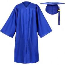 2026 Unisex Matte Graduation Gown And Cap Set With Tassel For Middle High School Bachelor - Royal Blue - View 1