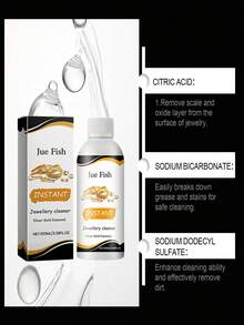 JUE FISH Solução de Limpeza de Joias - Limpa e Mantém Ouro, Prata, Joias, Superfícies de Vidro, Remove Manchas, Ferrugem, Oxidação em Joias de Ouro e Prata, Relógios, Anéis de Diamante - Líquido - Visão 9