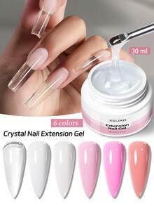 XEIJAYI 6色30毫升固体延长胶，适用于指甲，可延长硬指甲，不粘腻，可用于美甲雕塑、亚克力指甲延长，适合美甲艺术 - 彩色 - 查看 2