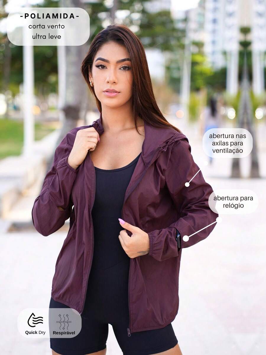 Ultra Lightweight Windbreaker With Underarm And Watch Openings - Purple - View 1