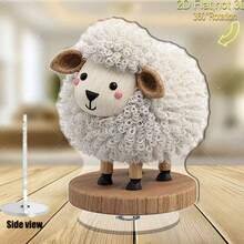 2D旋转绵羊摆件，带360°旋转底座 - 可爱毛绒绵羊桌面装饰，塑料材质，室内/室外旋转摆件，适合作为圣诞节、复活节礼物，乡村风格，适用于家居、办公室和动物爱好者，2D平面设计 - A - 查看 5