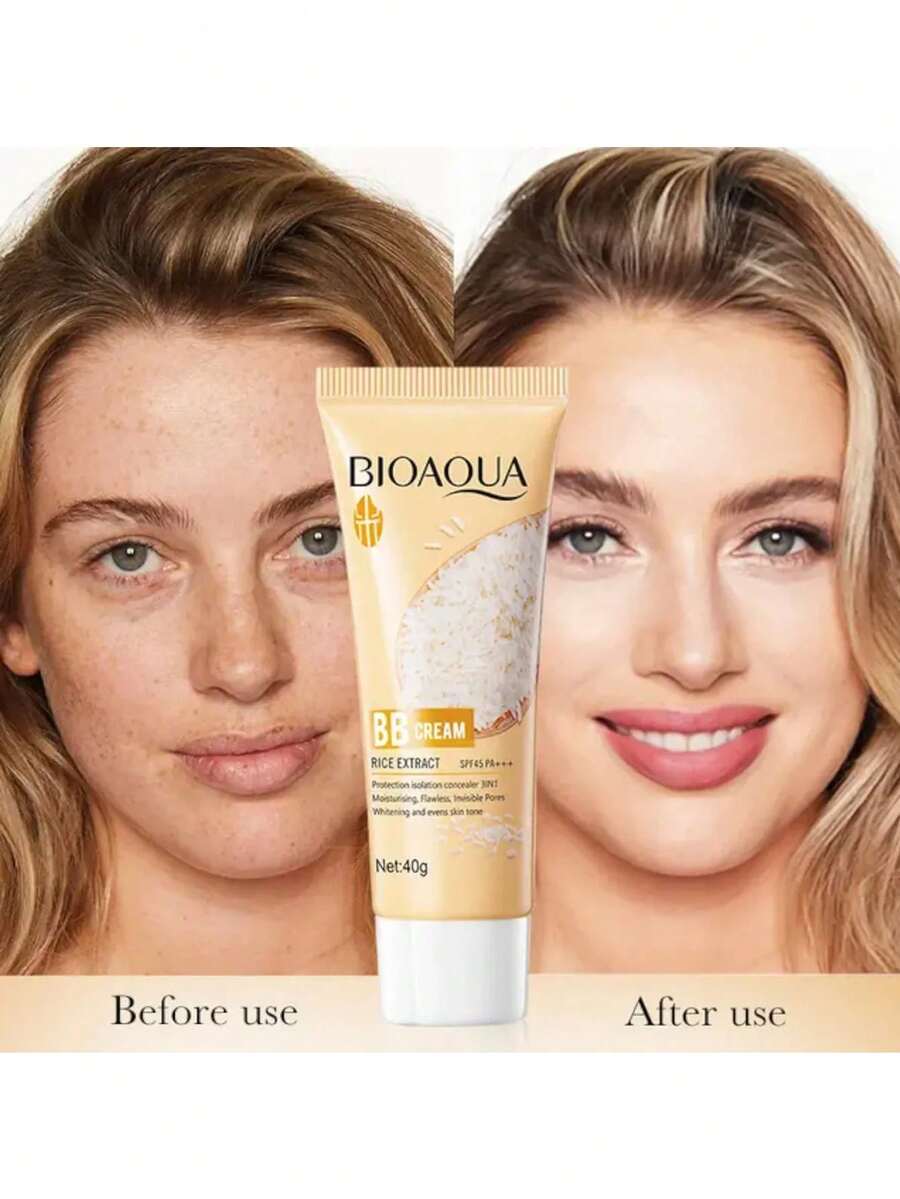 Protector Solar Con Color BB Cream, Bioaqua Fps 45+ Unifica Tono, 40g, Multi efecto, 3 en 1. - Beis - Ver 1