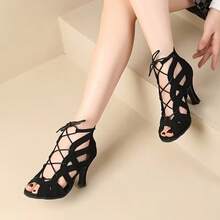 Women's High Heels, Dance Shoes, Latin Dance, Ballroom Dance, Rumba Cha Cha, Fashion, Sexy Women's Shoes - Black - View 3