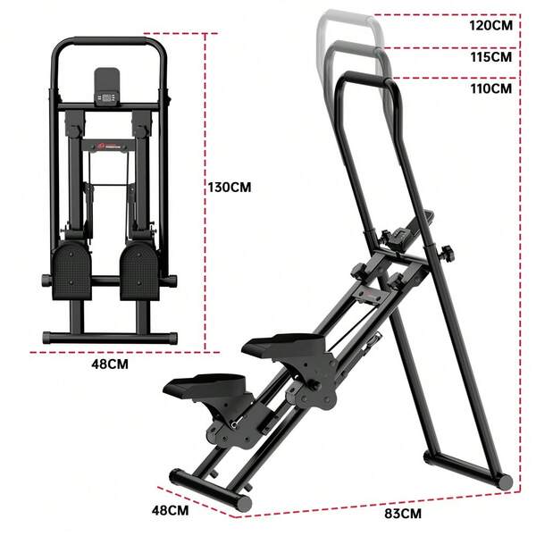 GartistGo Foldable Stair Stepper With Adjustable Handlebar & Pedals - Triangular Steel Frame, LCD Workout Display, Compact Home Climbing & Cardio Trainer