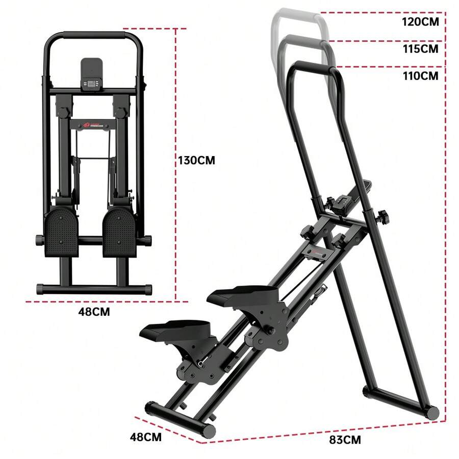 GartistGo Foldable Stair Stepper With Adjustable Handlebar & Pedals - Triangular Steel Frame, LCD Workout Display, Compact Home Climbing & Cardio Trainer - Black - View 1