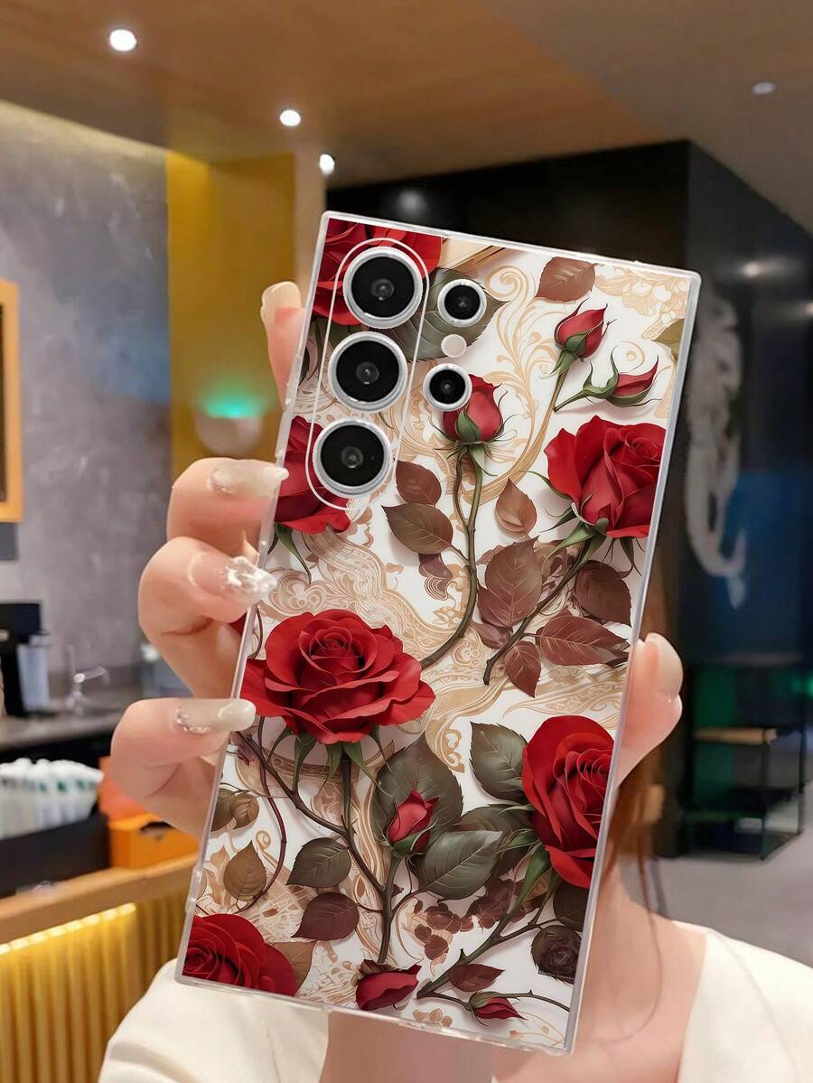 1个时尚优雅红色玫瑰花软壳手机壳,兼容华为荣耀、Galaxy A04e/12/A13/A14/A34/A50/A52/A53/A54/S21/S22/S23/S24/S25/S25Ultra/S26/S26 Plus/S26 Ultra、6A/7A/8A、12T/13T,国际版,非国内版 - 無色 - 查看 1