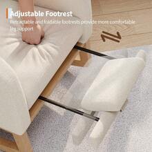 Silla Mecedora de Terciopelo Teddy – Butaca Reclinable con Respaldo Alto y Tapizado Suave – Silla Cómoda para Sala de Estar, Dormitorio o Rincón de Lectura – Estructura de Madera - Lana de cordero blanca con reposapiés - Ver 7