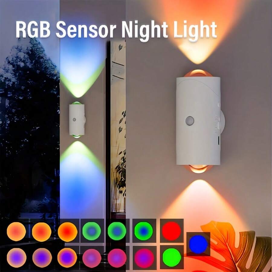 LiHangStar 1/2/4pcs Rechargeable LED Cabinet Lights With Motion Sensor, Night Light, Indoor Wall Lamp, RGB Gradient Mood Light, Dimmable Indoor Lighting, Magnetic Tap Light, Suitable For Entryway, Bedside, Desk, Wardrobe And More