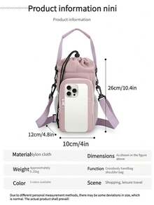 2026 New Outdoor Sports Water Bottle Bag, Multifunctional Crossbody Shoulder Bag, Mobile Phone Storage Bag, Drawstring Insulated Water Bottle Bag,Purse,Travel Essential,Summer,Spring Outfits For Women,Kitchen Essentials,Room Decor,Bathroom Deccor,Nail Supplies,Shoes,Mother's Day,Mom,Mother's Day Gift,Flower,Jewelry,Mother's Day Decorations,Mother's Day Party Supplies,Women,Pink,Gift Set - 黑色 - 查看 3