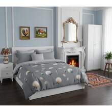 3 pezzi Set copripiumino in 100% cotone con stampa floreale di tarassaco grigio 160x200 / 220x200 cm, biancheria da letto botanica minimalista moderna con federe con cerniera 70x80 cm, copripiumino traspirante - Grigio - Visualizzare 4