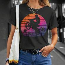 Motocross Bike Colorful Retro Vintage Biker Motocross-Shirt Unisex - màu đen - Xem 2
