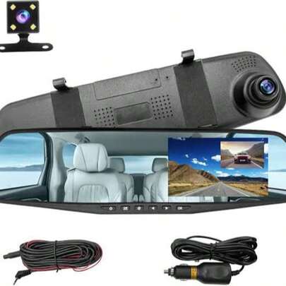 FF419 Espejo Retrovisor con Cámara DVR para Vehículo Pantalla LCD 4.3 Pulgadas Lente HD 1080P