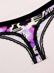 Dircho 3pcs Women's Vibrant Abstract Print Thong Set, Ultra-Soft Skin-Friendly High Stretch Underwear Designed For All-Day Comfort And Bold Daily Style - Multicolor - View 5