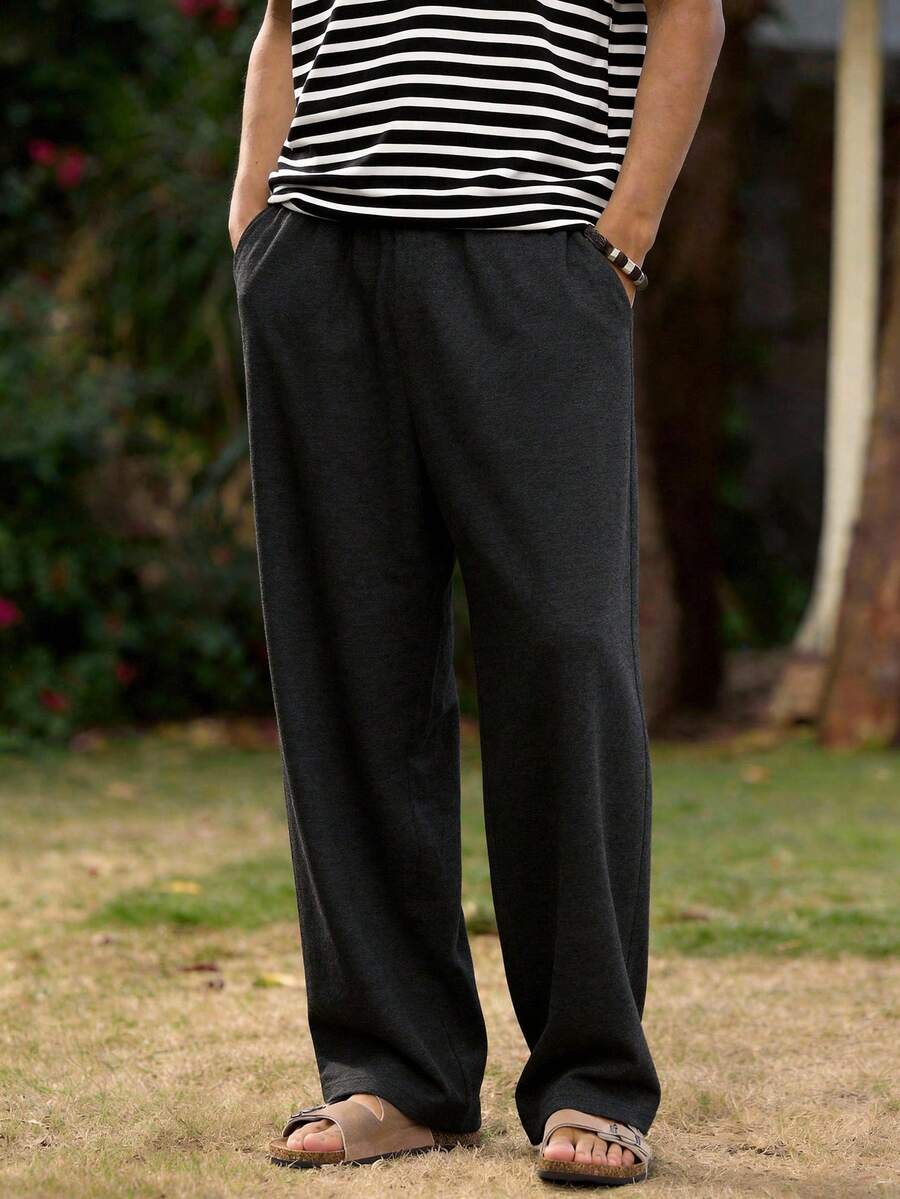 Open Phase 1 pieza Pantalones vaqueros rectos de pierna casual lavados para hombres, pantalones holgados versátiles para ir y venir (sin cinturón ni accesorios), estilo retro americano, unisex, ajuste relajado para atuendos de verano - Adecuado para uso diario y atuendos de vacaciones de verano. - Negro - Ver 1